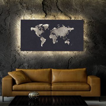etc-shop LED Dekolicht, LED-Leuchtmittel fest verbaut, Warmweiß, Wand Weltkarte beleuchtet LED Weltkarte Wand beleuchtete