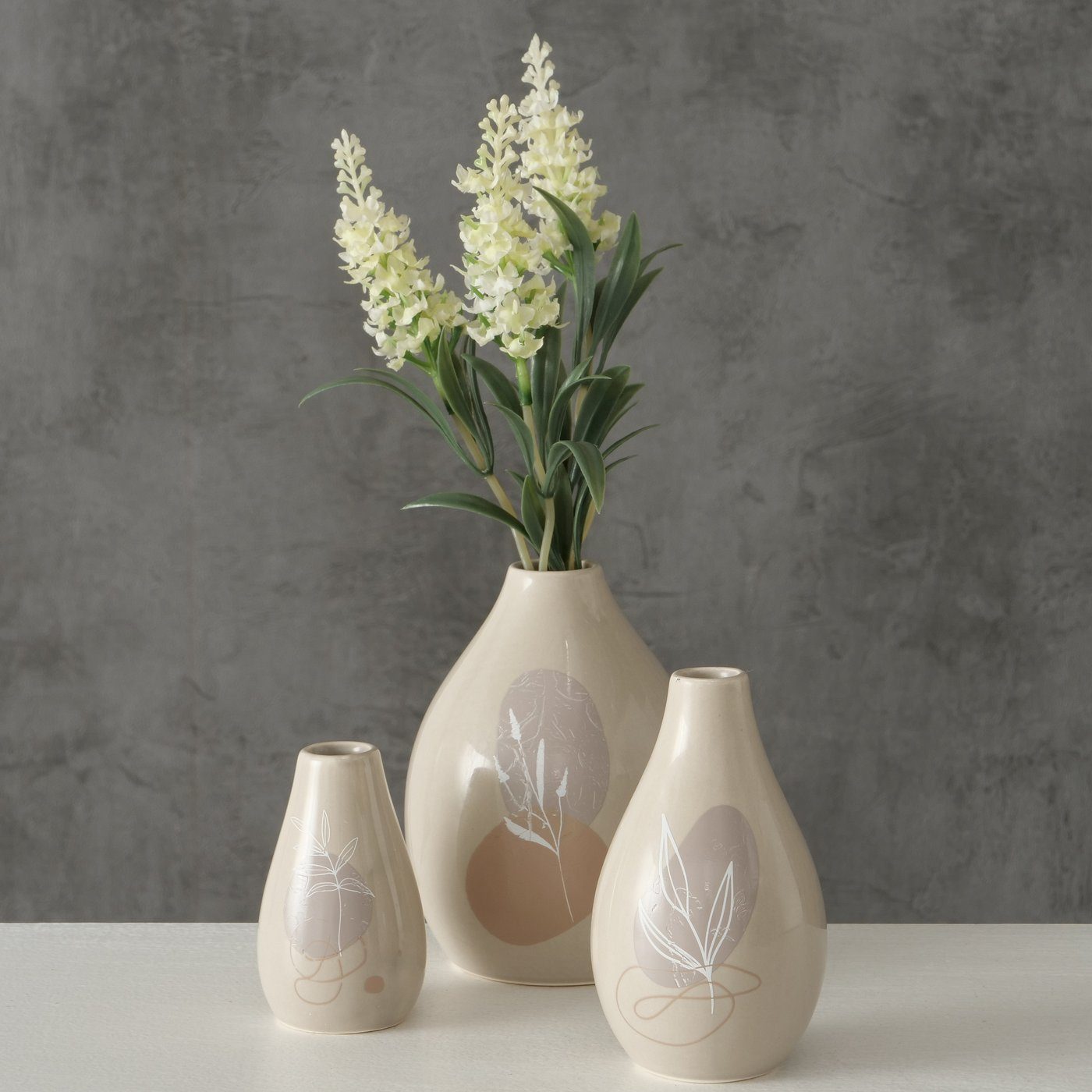 BOLTZE Dekovase 3er Set "Stona" aus Keramik in beige/braun, Vase (3 St)