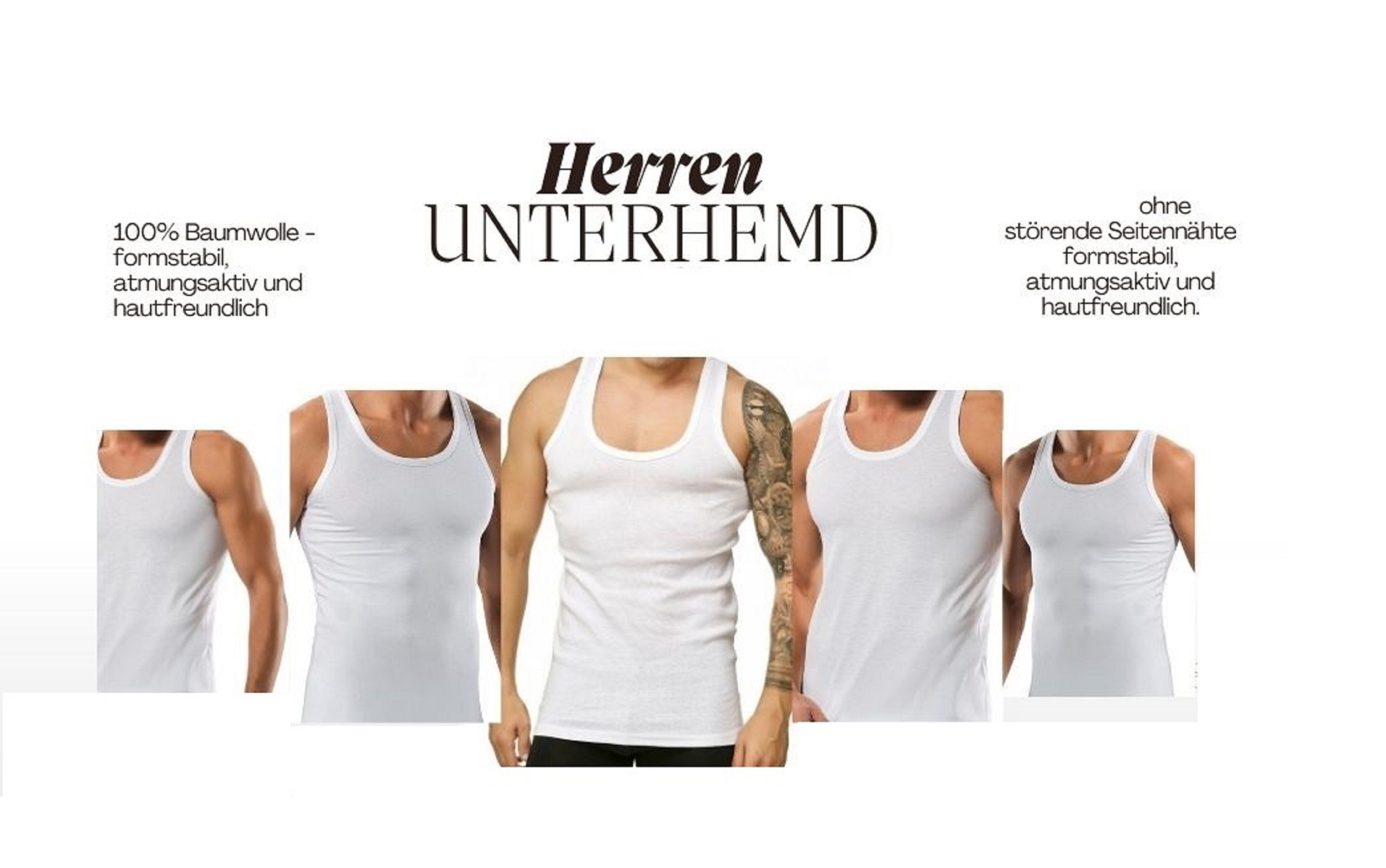 DDOnlineShop Unterhemd Herren 4er Pack Feinripp Weiß Tanktop Achselhemd 100% Baumwolle (Spar-Set, 4-St., 4er-Pack) Premium Feinripp-Qualität, reine Baumwolle – Bild 3 von 5