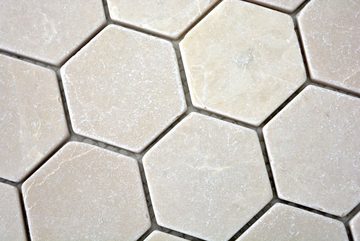 Mosani Bodenfliese Marmor Mosaik Fliese Naturstein beige creme vanille Wand Bad