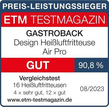 Gastroback Heißluftfritteuse mit 3,7 Liter Füllvolumen, 1300,00 W, 8 voreingestellte Programme, Touch-Bedienfeld