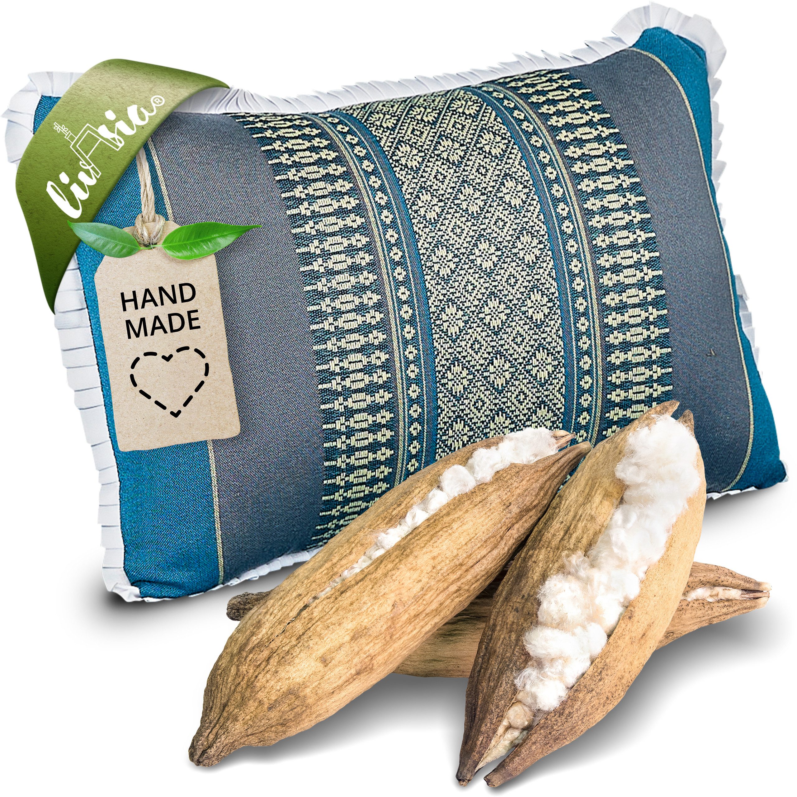 livasia Dekokissen Dekokissen, vegan und handgefertigt, 22x33x13cm, Kapok