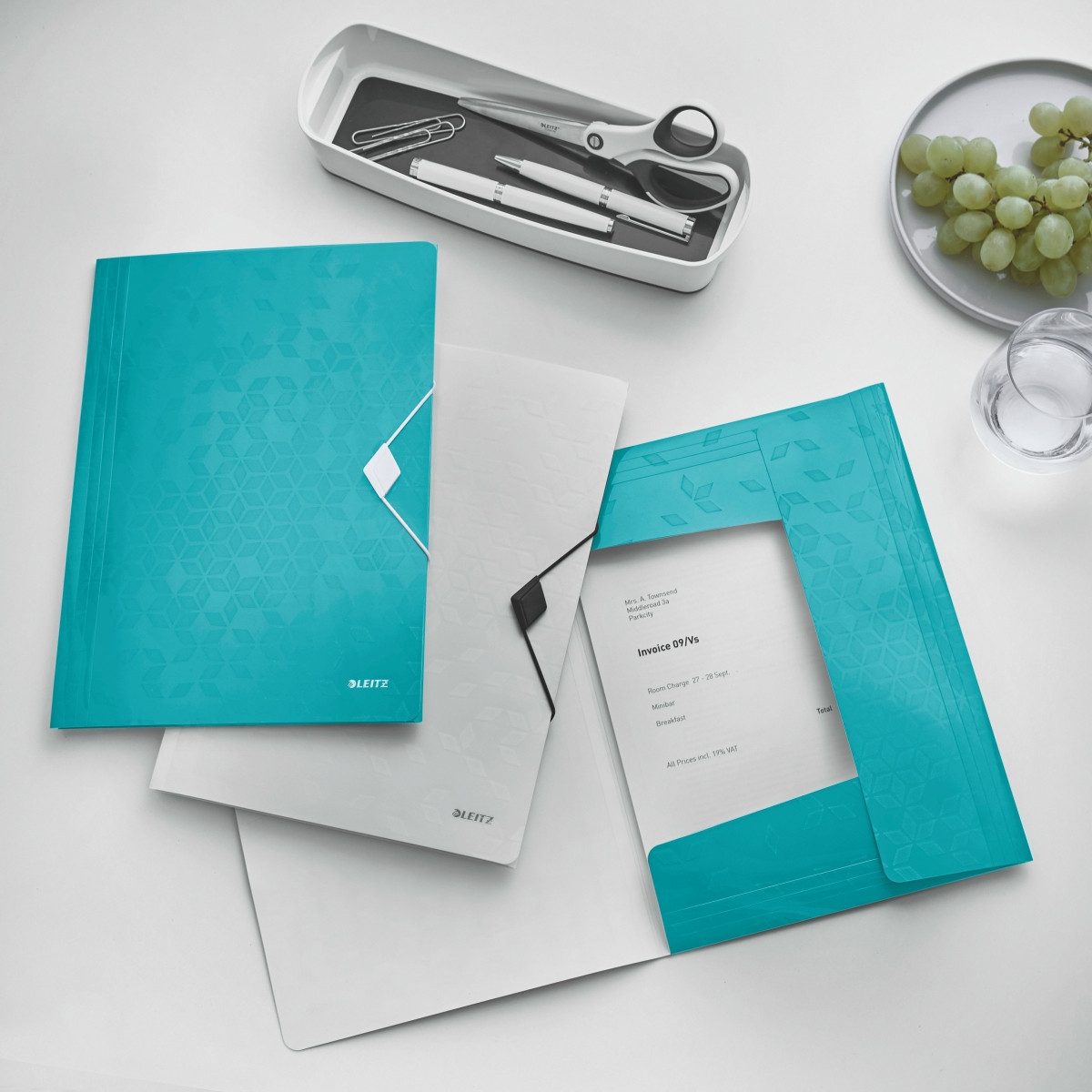 Fächermappe Eckspannmappe Wow A4 PP mit Klappen eisblaumetallic
