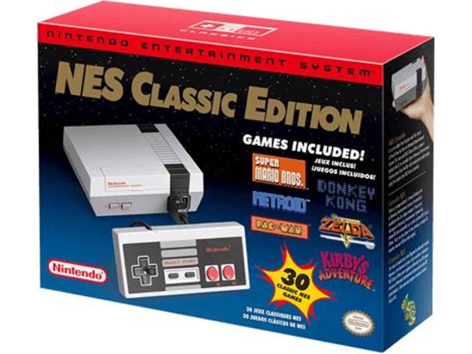 Nintendo Konsole Classic Mini NES Klassiker mit 30 Spielen HDMI Retro (Konsolen-Set, Konsole, Controller, HDMI-Kabel, USB-Kabel, 30 vorinstallierten Spiele), 30 vorinstallierten NES-Klassikern, HDMI-Anschluss und Speicherpunkten