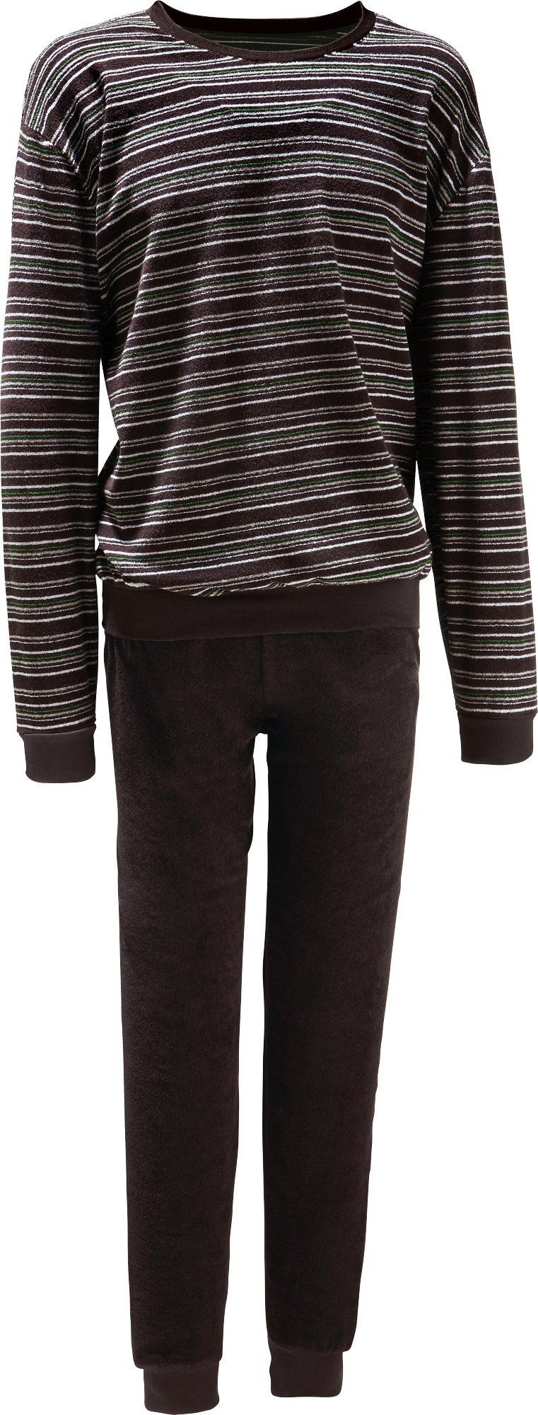 Erwin Müller Pyjama Herren-Schlafanzug Frottee Streifen günstig online kaufen