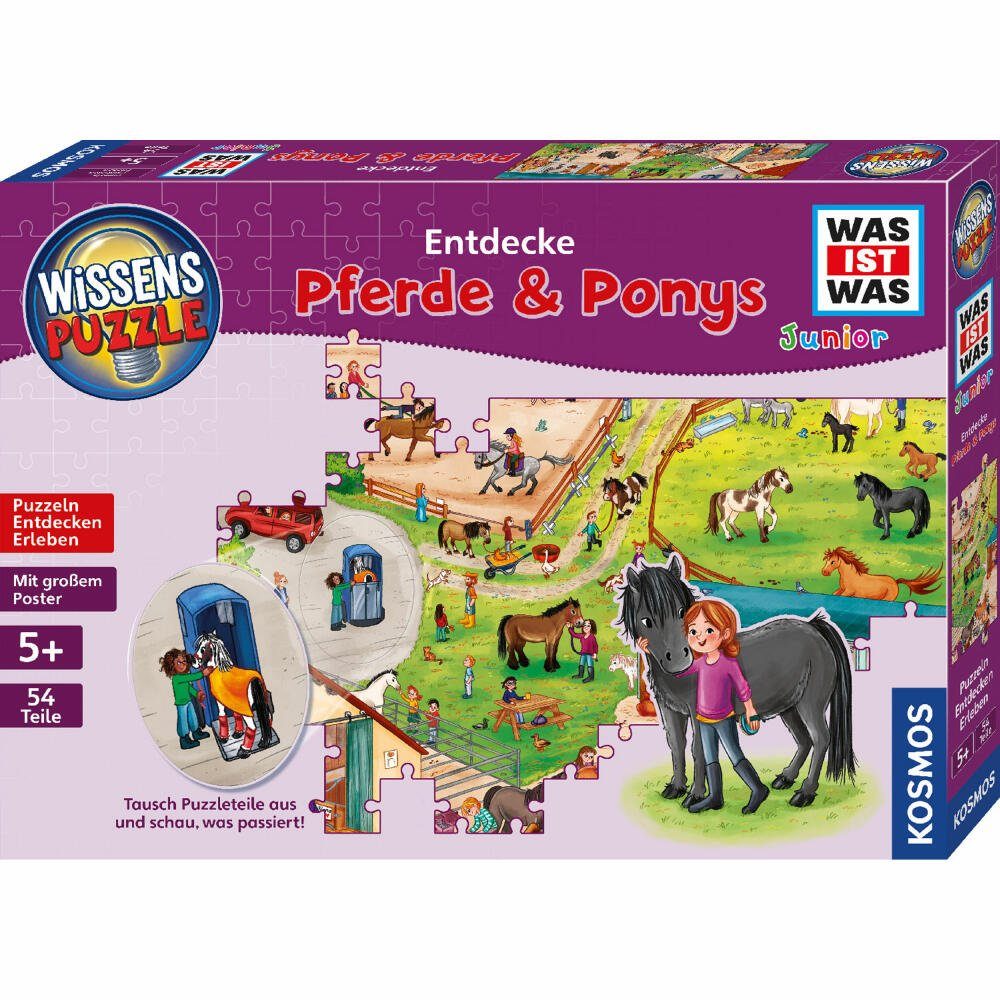 Kosmos Puzzle WAS IST WAS Junior Entdecke Pferde & Ponys, 54 Puzzleteile