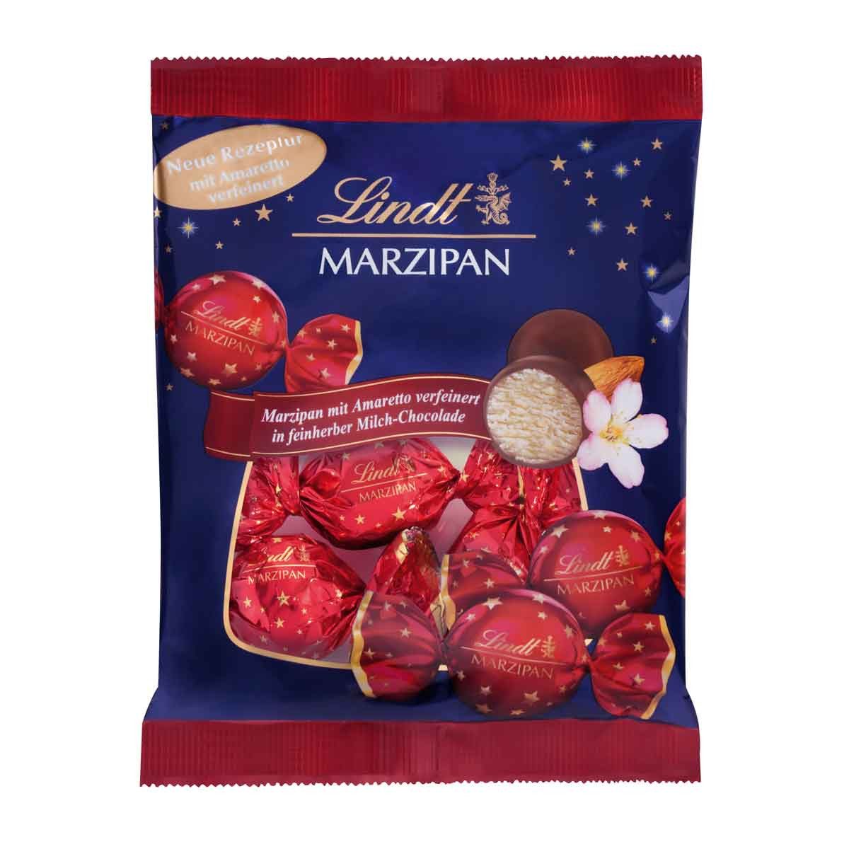 LINDT Schokolade, Lindt Edel Marzipan Kugeln mit Milchschokolade verfeinert 100g