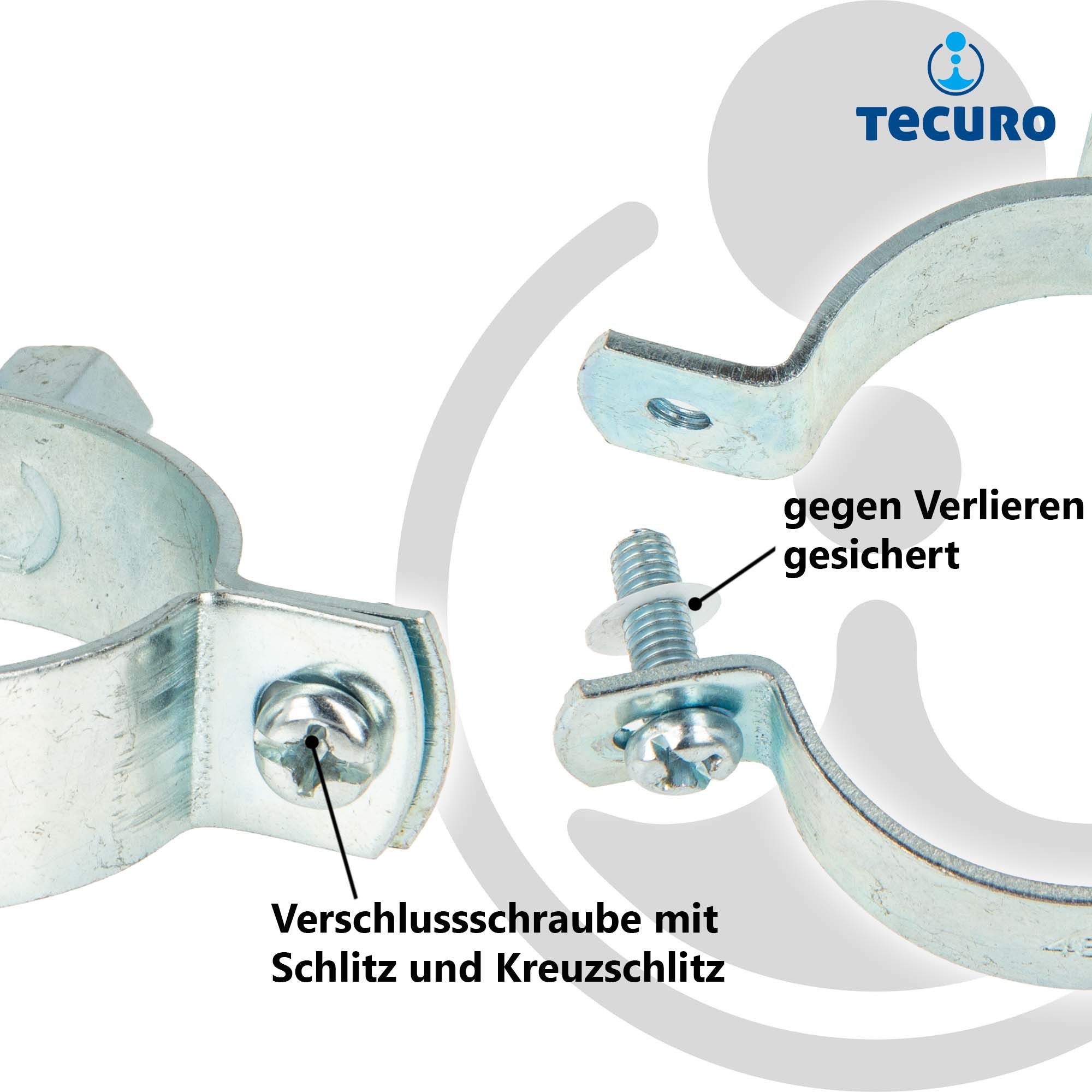 tecuro Rohrschelle Schraub-Rohrschelle, M8/M10 Anschlussgewinde, verzinkt – Bild 5 von 5