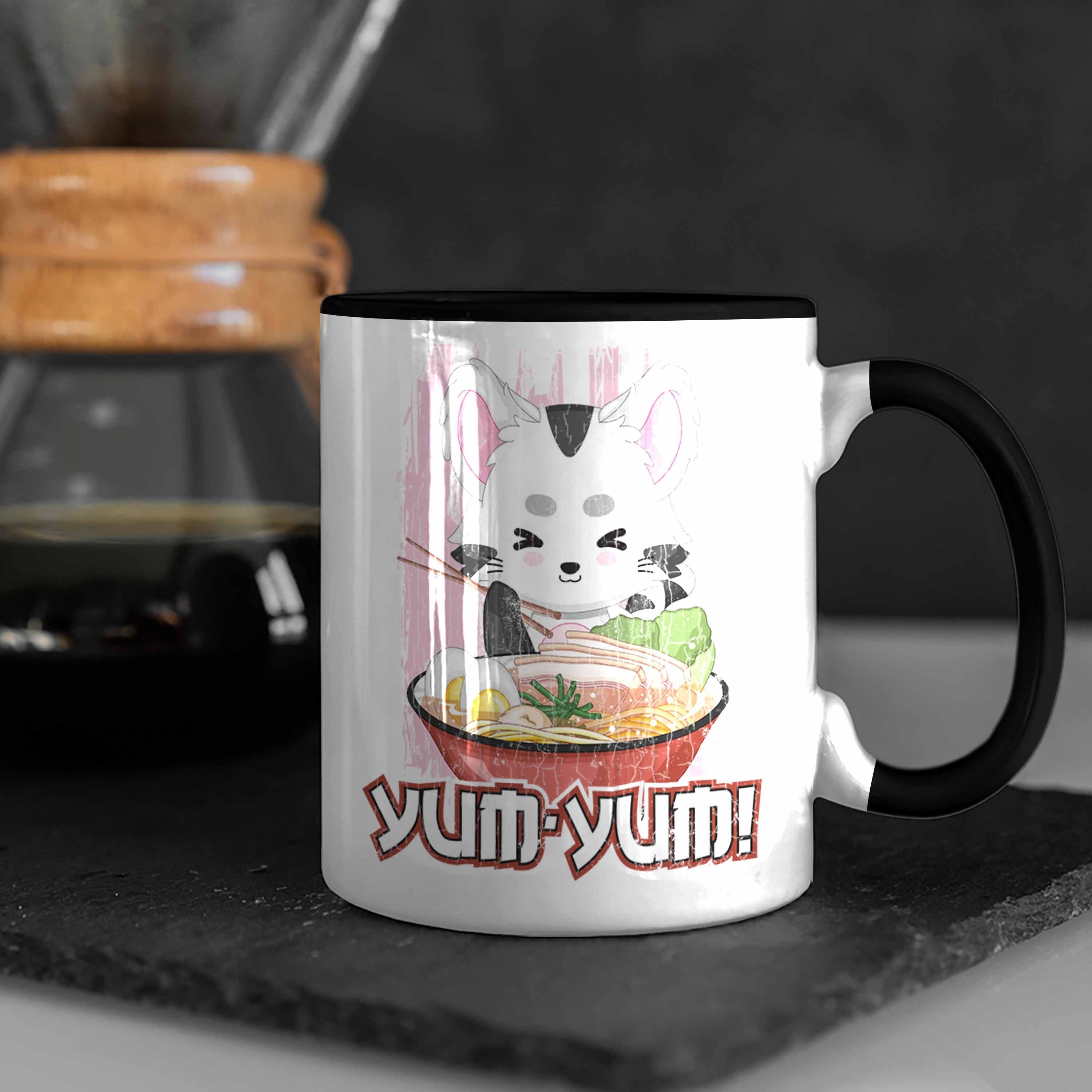 Geschenke Fan Yum Spruch Anime Tasse Kaffeetasse - Yum Trendation Anme Schwarz Deko Trendation Tasse Geschenk