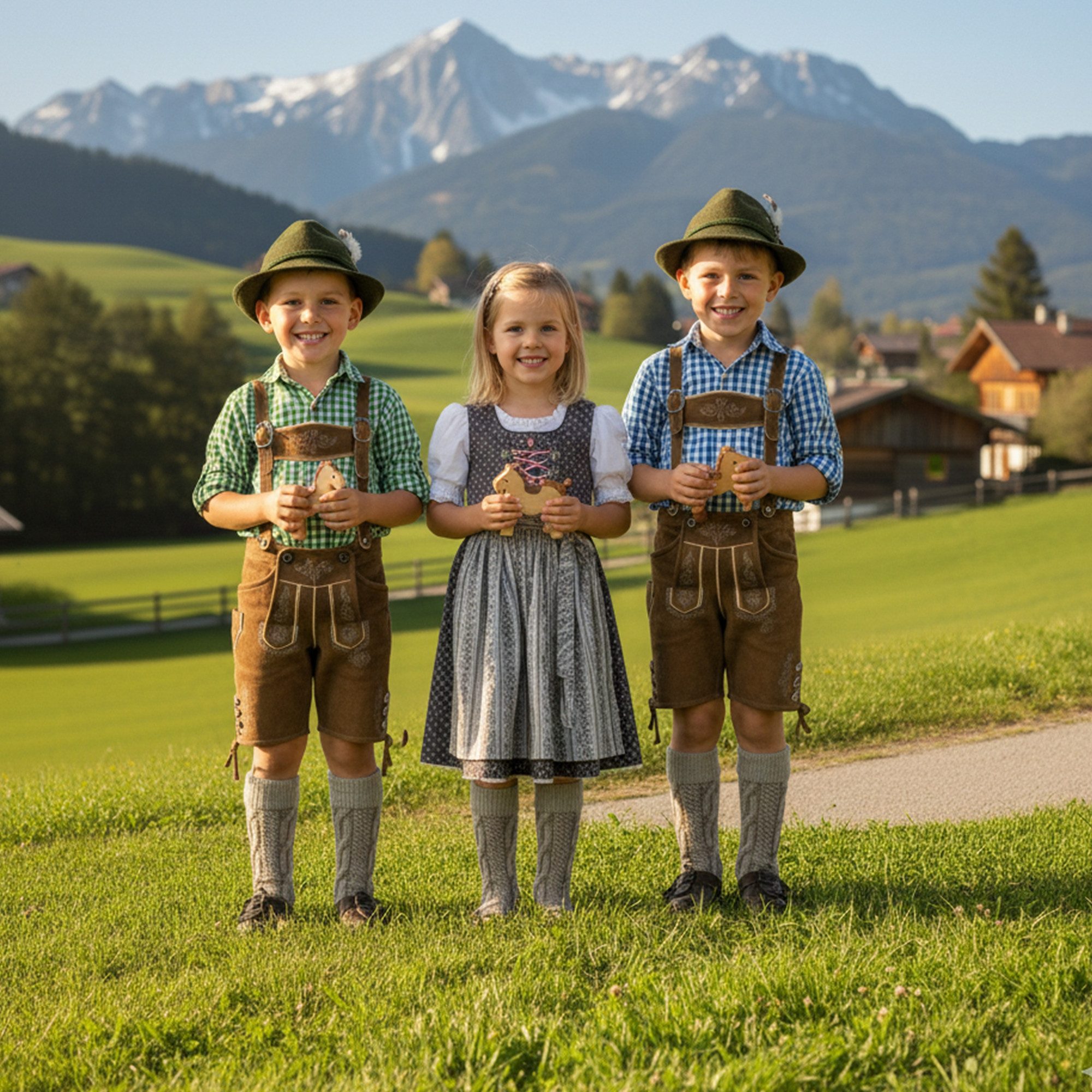 German Wear Trachtensocken Kids2-meliert-Edelweis Kinder Trachtensocken Kindersocken mit Edelweiss meliert