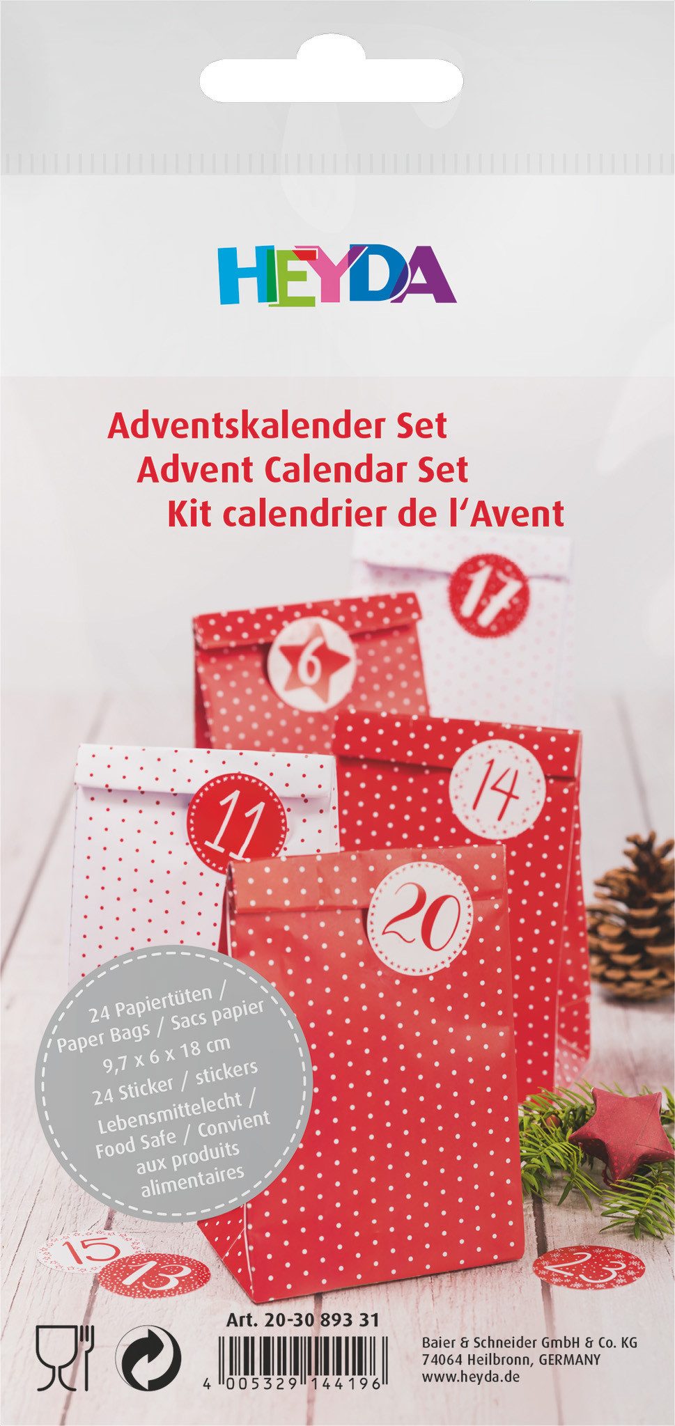 Heyda befüllbarer Adventskalender Adventskalender Set Punkte