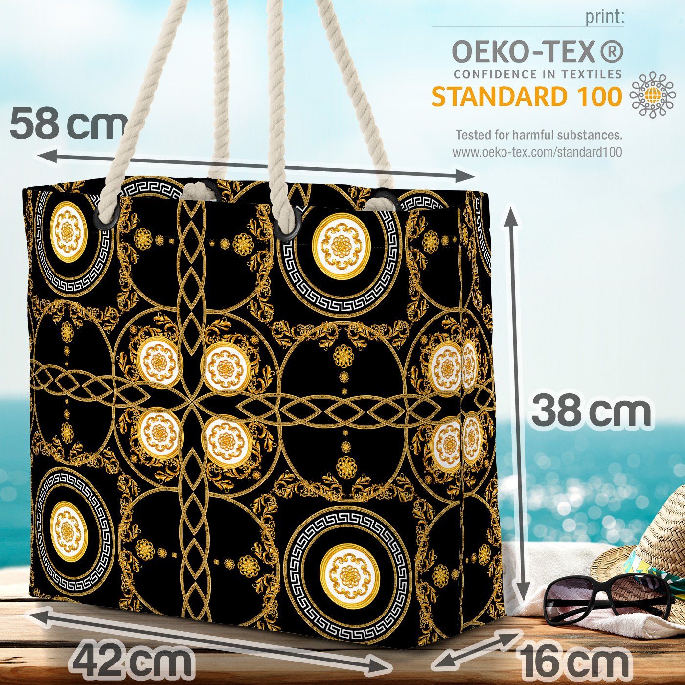 VOID Strandtasche (1-tlg), Barock Design Fashion griechenland Muster Design Dekor Antike Sterne