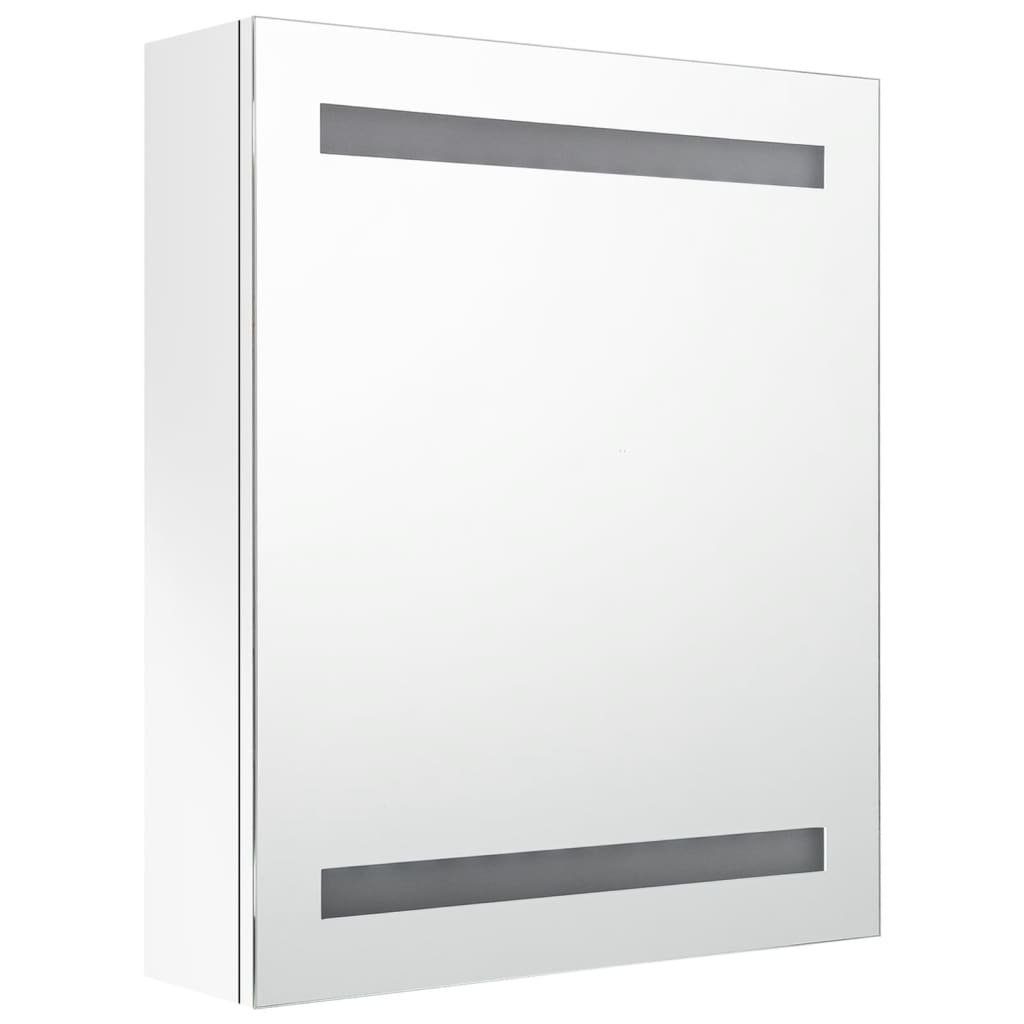 Weiß (1-St) LED-Bad-Spiegelschrank cm 50x14x60 Glänzendes Badezimmerspiegelschrank vidaXL Hochglanz-Weiß