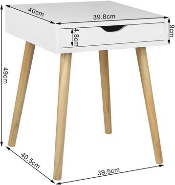 Woltu Nachttisch, 2er-Set mit Schublade und 4 Holzbeine aus Spanplatte Weiß