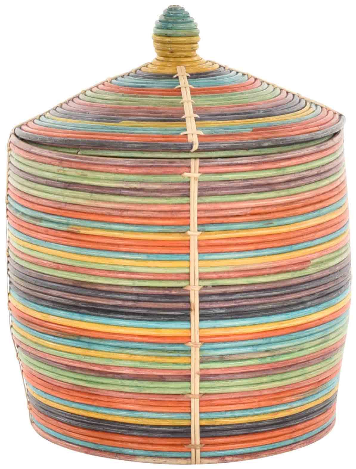 Krines Home Flechtkorb Mehrfarbiger Flechtkorb Deckelkorb Rattan Aufbewahrungskorb, Mit Deckel