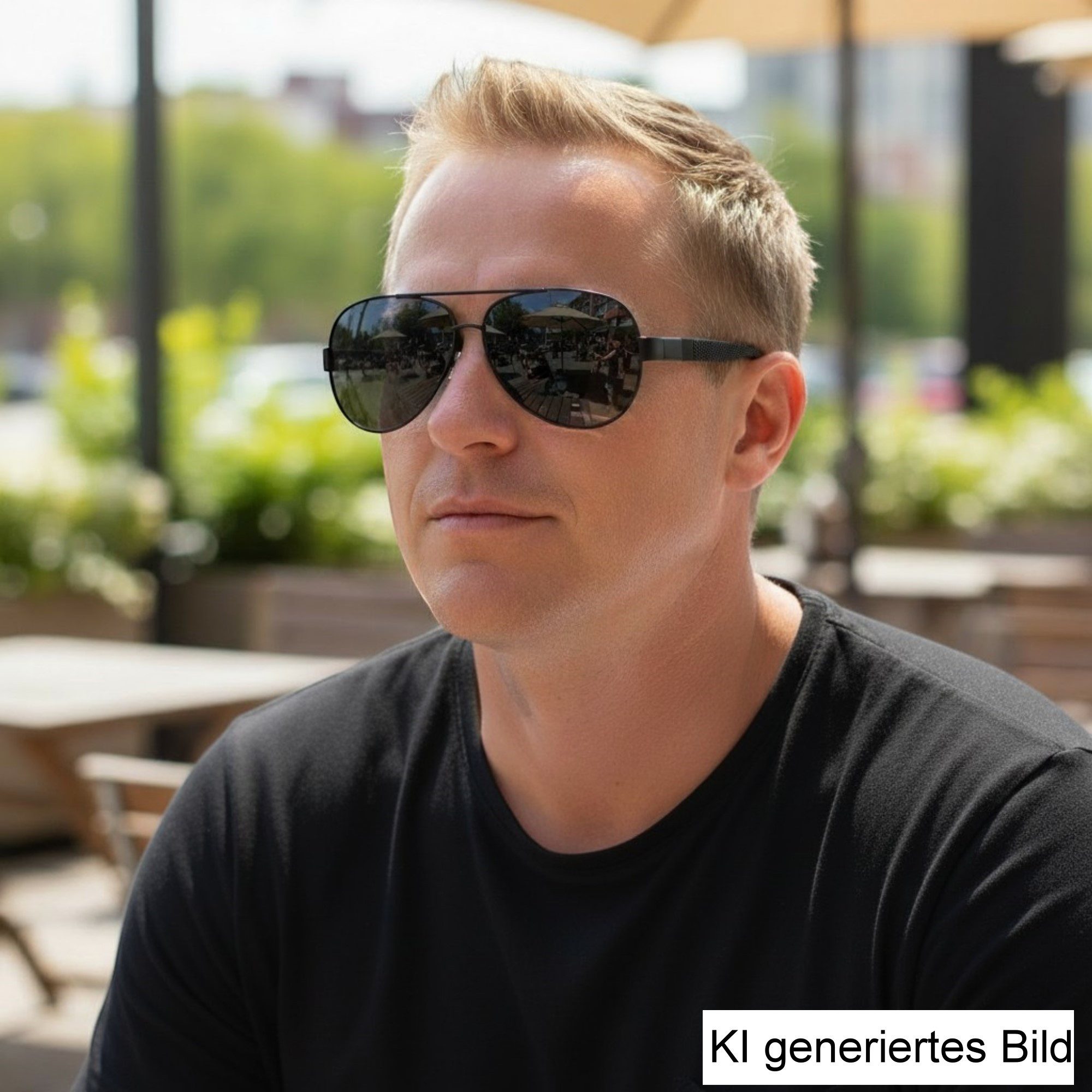 Rennec Pilotenbrille (Sonnenbrille Herren Pilotenbrille Damen Polarisiert Schwarz mit Hardcase) Große Polarisierte Gläser UV400, Brillenbügel im Motorsport Opti – Bild 2 von 5