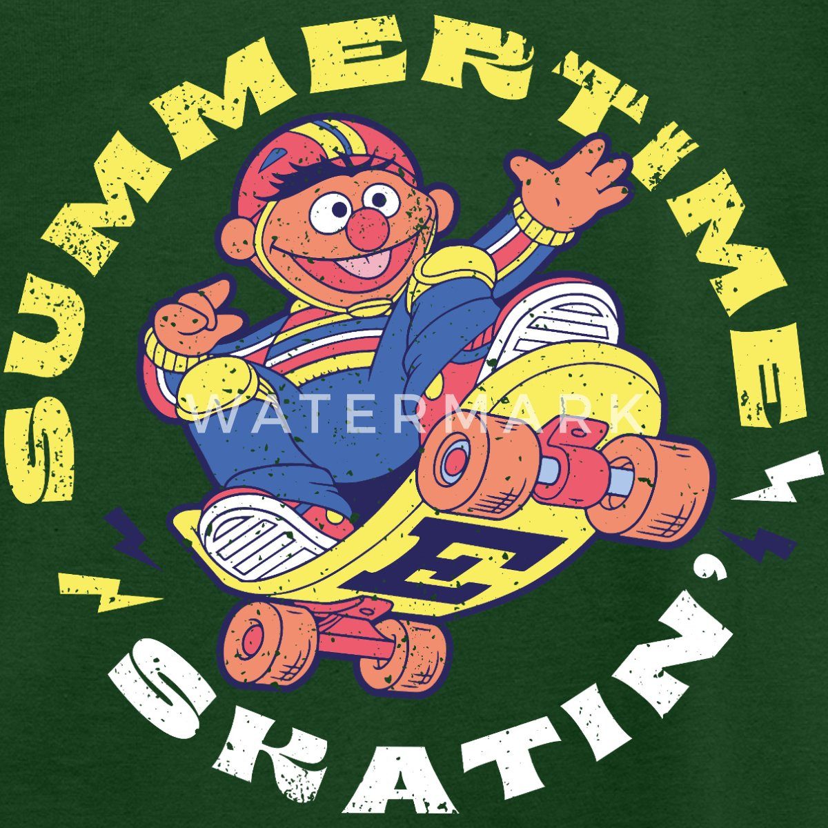 Spreadshirt T-Shirt Sesamstraße Ernie Summer Time Skatin' Skate Design Kinder T-Shirt (1-tlg)