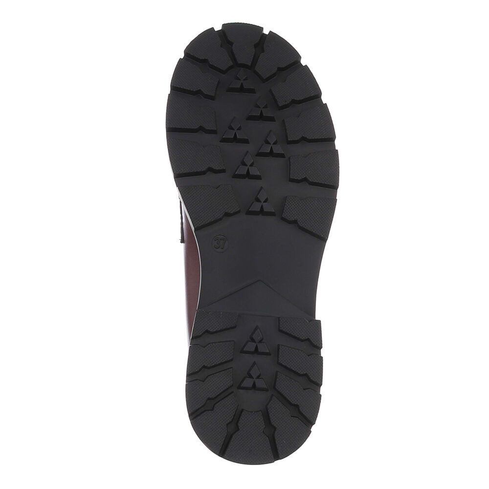 Ital-Design Damen Mokassins Freizeit Slipper (87284189) Blockabsatz Mokassins in Weinrot