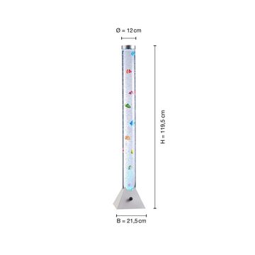 SellTec Stehlampe LED Wassersäule Sprudelsäule AVA, Farbwechselsteuerung (RGB-Farbmanagement), Schnurschalter, 12xLED/0,06W/RGB, Farbwechsel, Sprudelsäule mit 10 Fischen, RGB Dekolampe