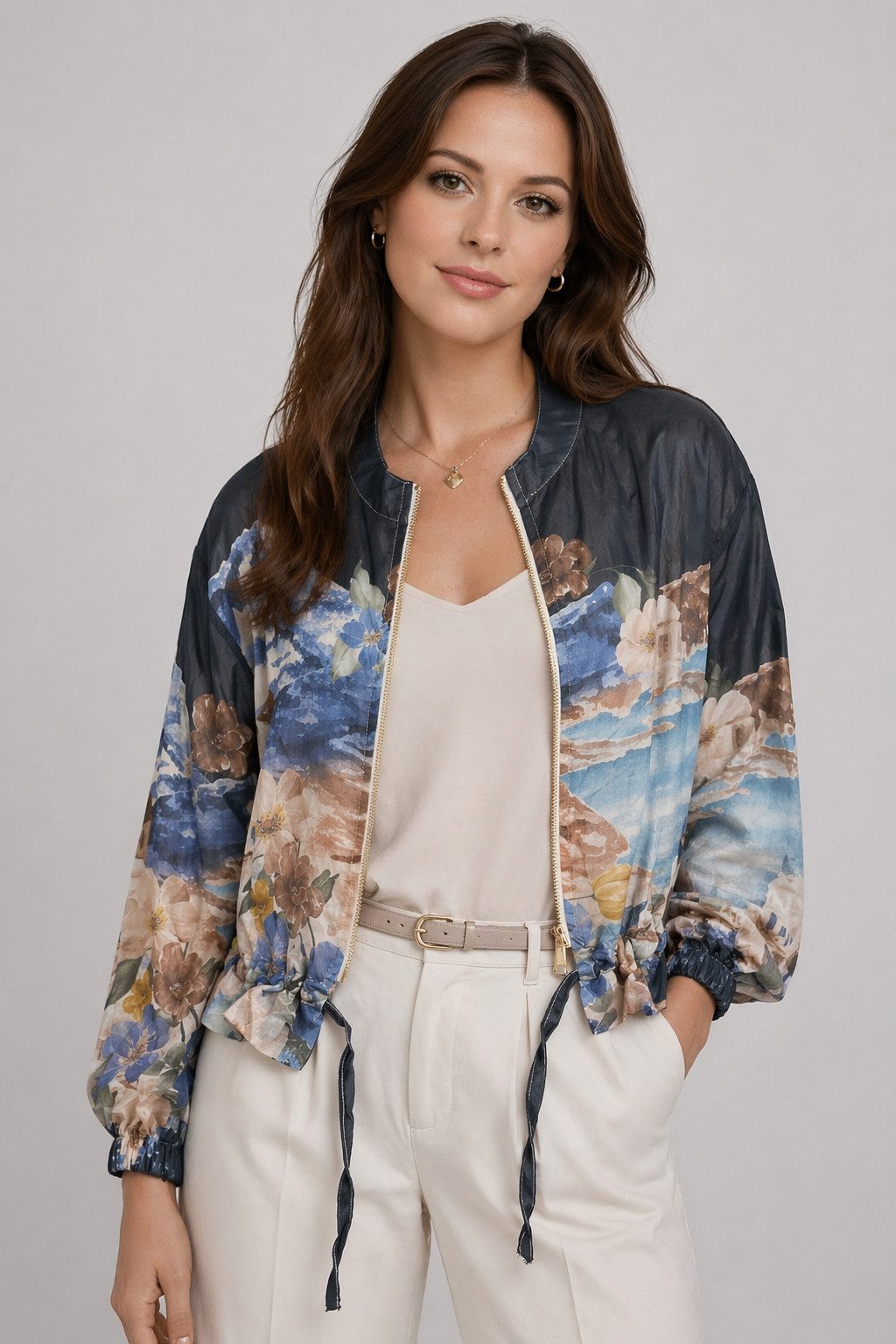 ITALY VIBES Blouson - Blusenjacke - Sommerjacke - All-Over-Print - ITALY VIBES - navy ONE SIZE- passend für Größen XS-M