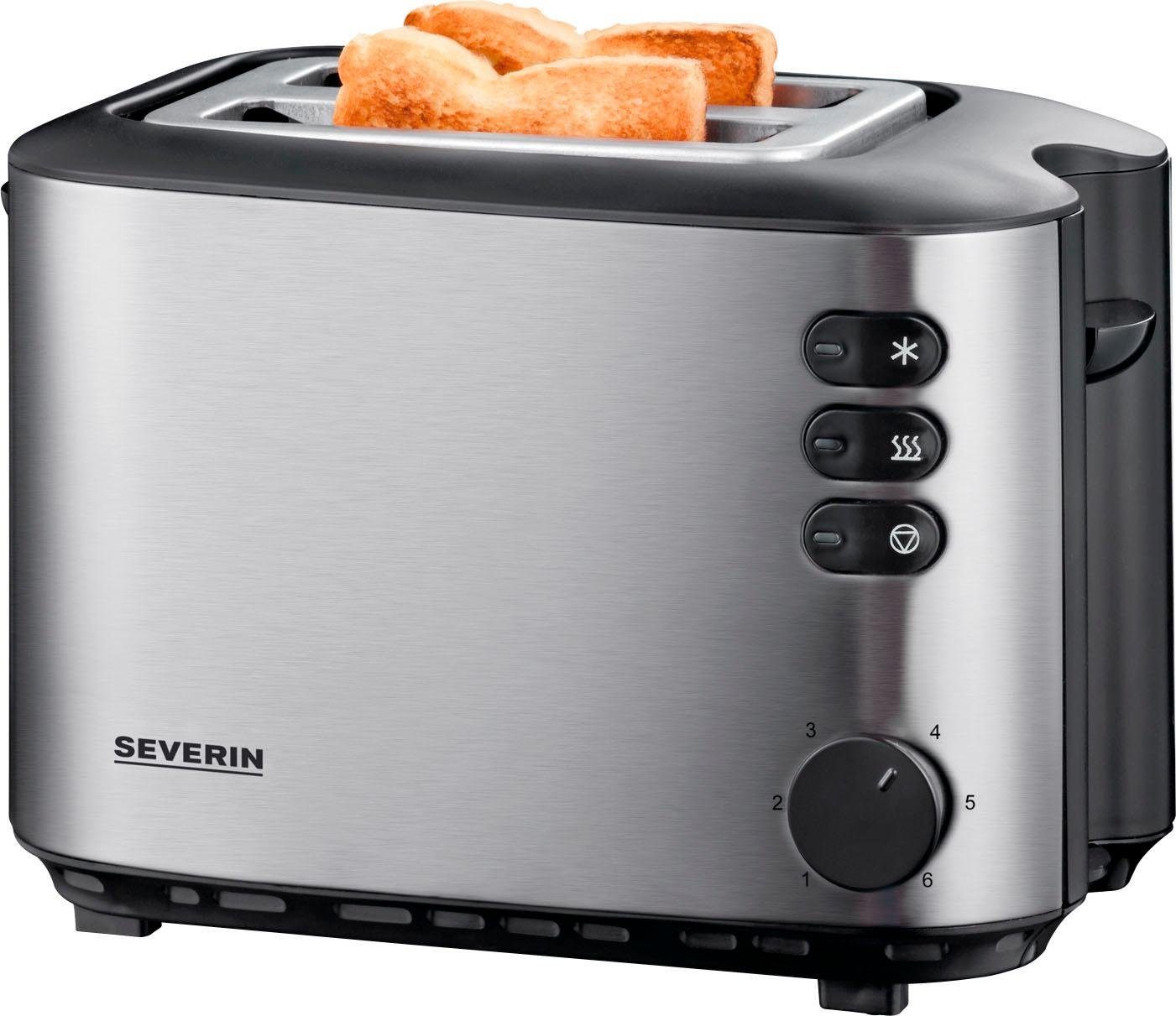 Severin Toaster AT 2514, 2 kurze Schlitze, für 2 Scheiben, 850 W, inkl. Brotscheibenzentrierung, integriertem Brötchen-Röstaufsatz