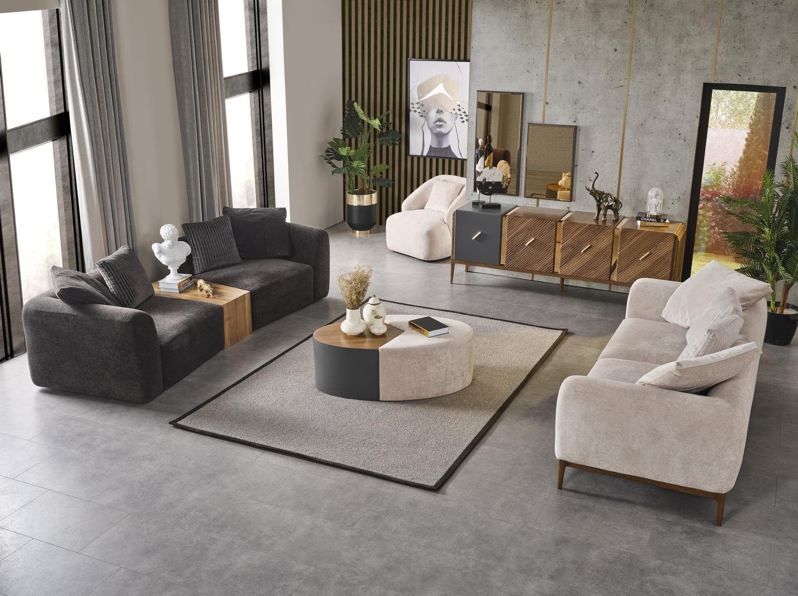 JVmoebel 3-Sitzer Modern Couch Sitzer weiß Sofa Möbel Neu Luxus Stoff 3 Wohnzimmer