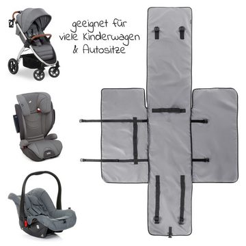 Zamboo Kinderwagen-Tasche Grau, Transporttasche für Buggy, Kindersitz & Babyschale mit Radschutzhüllen
