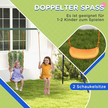 Outsunny Einzelschaukel Kinderschaukel-Set, Schaukelgestell mit 2 Schaukeln, (Schaukelgerüst, 1-tlg., Gartenschaukel), für zwei Kinder 3-8 Jahre, Stahl, 2,69 x 1,6 x 1,8 m