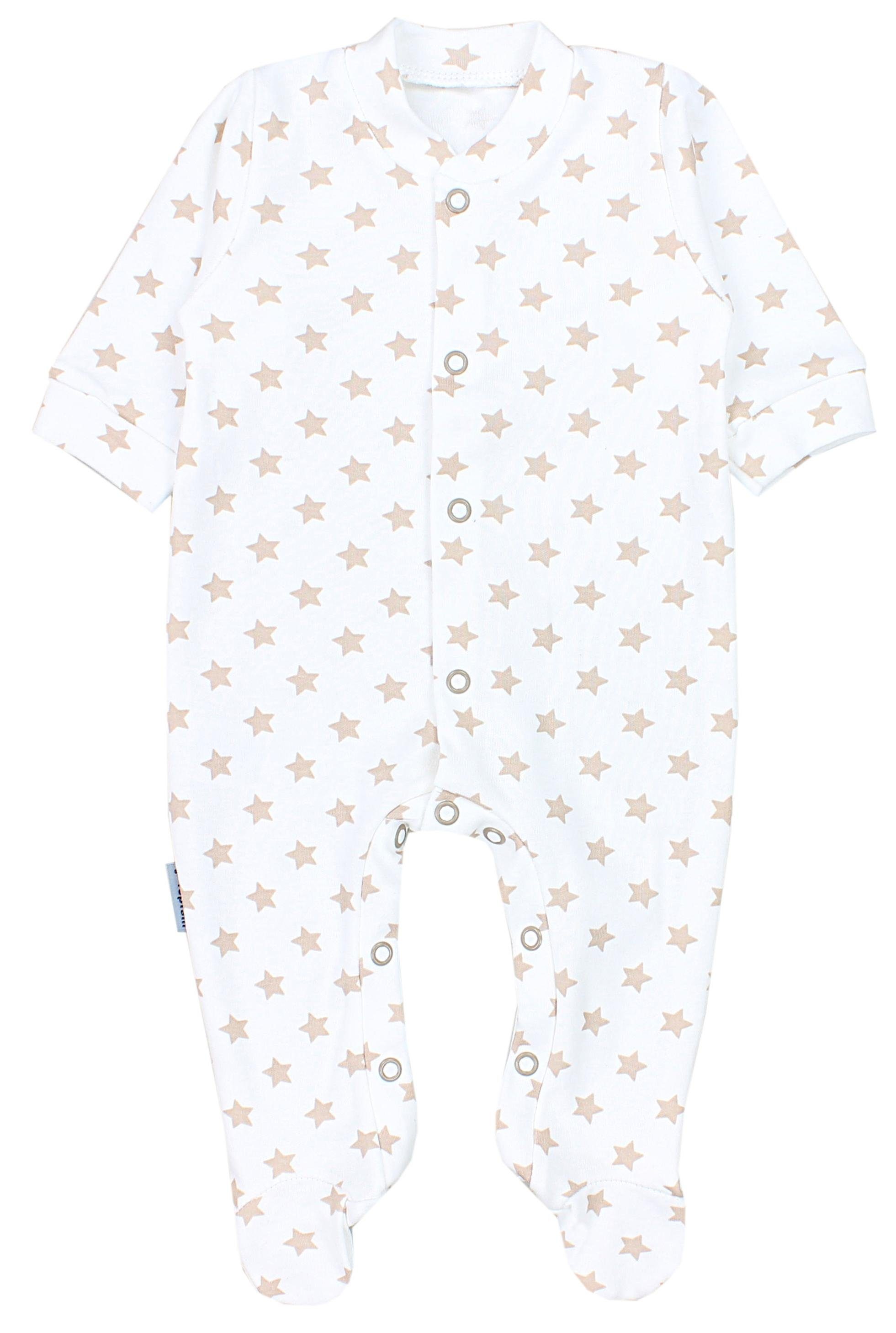 Park Sterne Schlafoverall Fuß Pack Jungen Schlafstrampler mit 3er Baby Schlafanzug Dino TupTam Weiß Mineralgrün Langarm