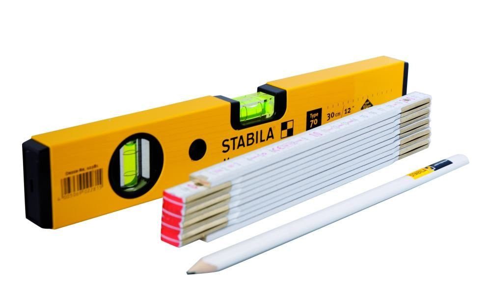 Stabila Wasserwaage Stabila Renovierungs-Set Wasserwaage mit Maßstab