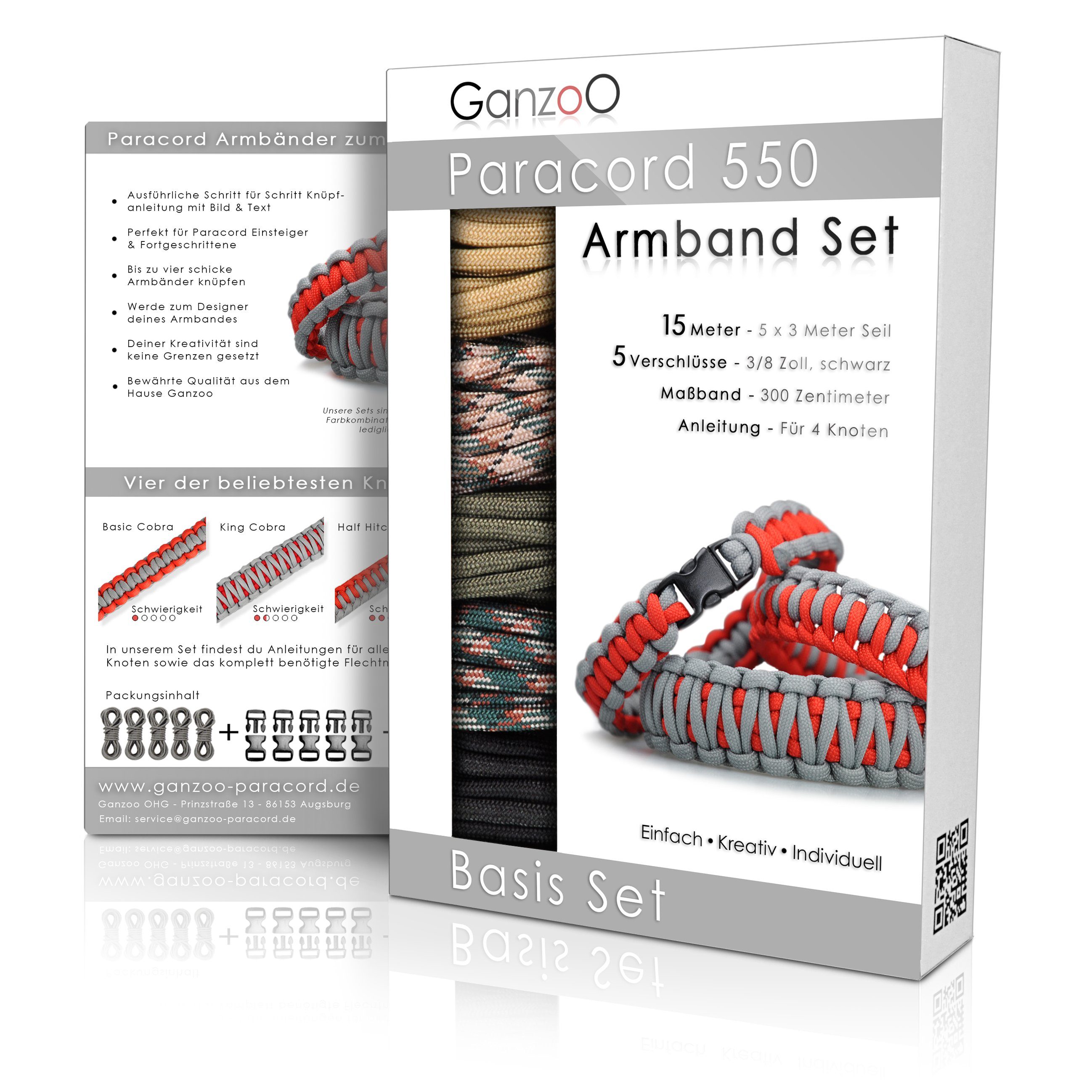 Ganzoo Bastel-Armband Paracord 550 Armband Set selbst knüpfen, Bastelset, DIY Knüpf-Bracelet