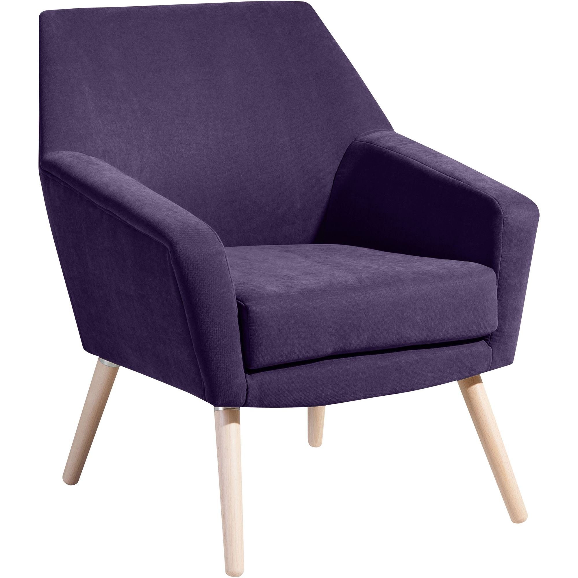 inkl. verarbeitet,bequemer Sessel violett Kostenlosem 1-St), 58 hochwertig Bezug Versand, Kachka Sessel Veloursstoff 21081 / Sitz aufm (Sparpreis Buche natur Kessel