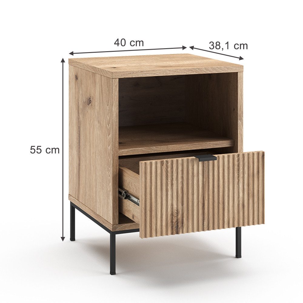 Vicco Nachtschrank Eliza, Viking Oak, 2er Set günstig online kaufen
