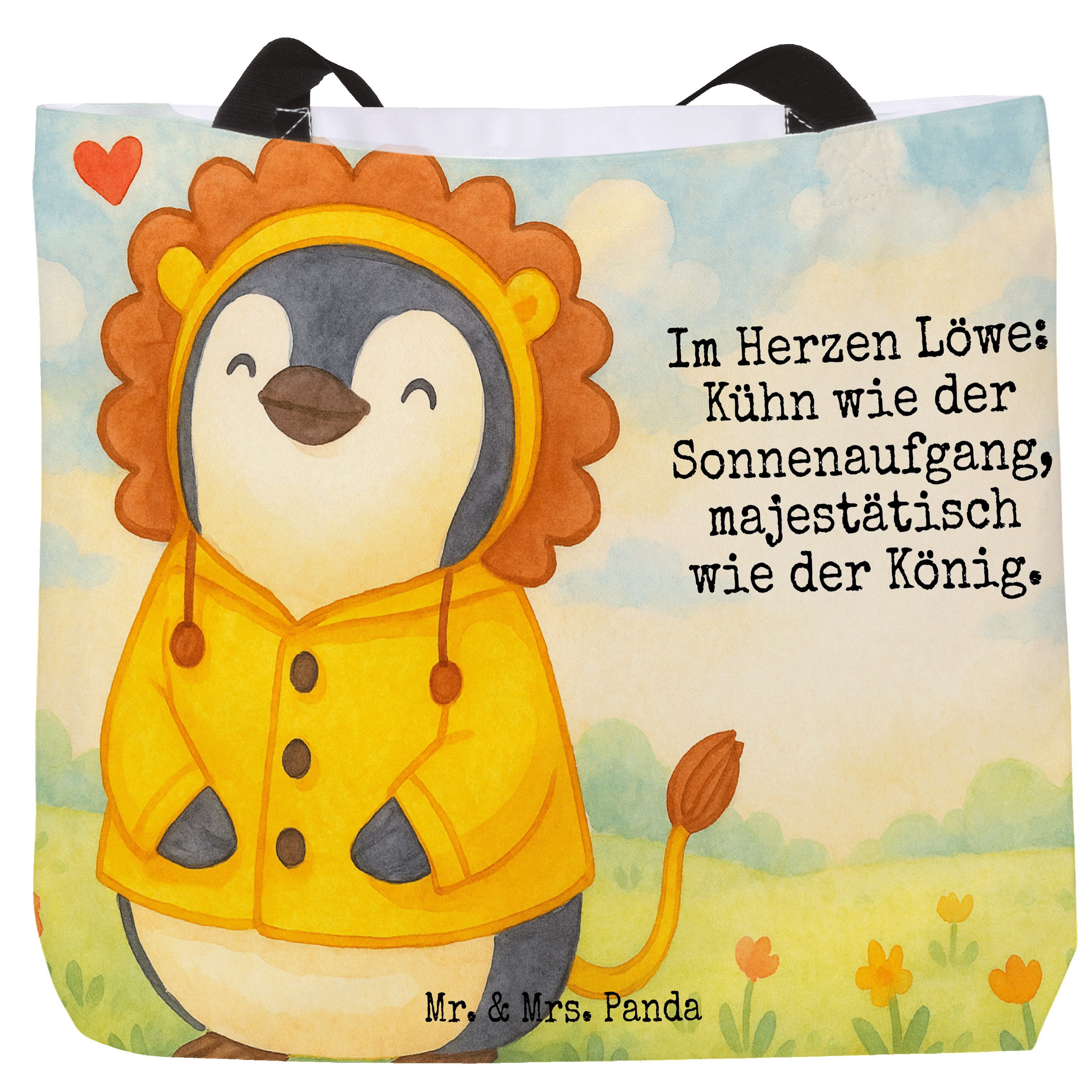 Mr. & Mrs. Panda Shopper Löwe Astrologie Design, Tote Bag, Weiß, Sternzeichen, Reisetasche, He (Packung, 1-tlg)