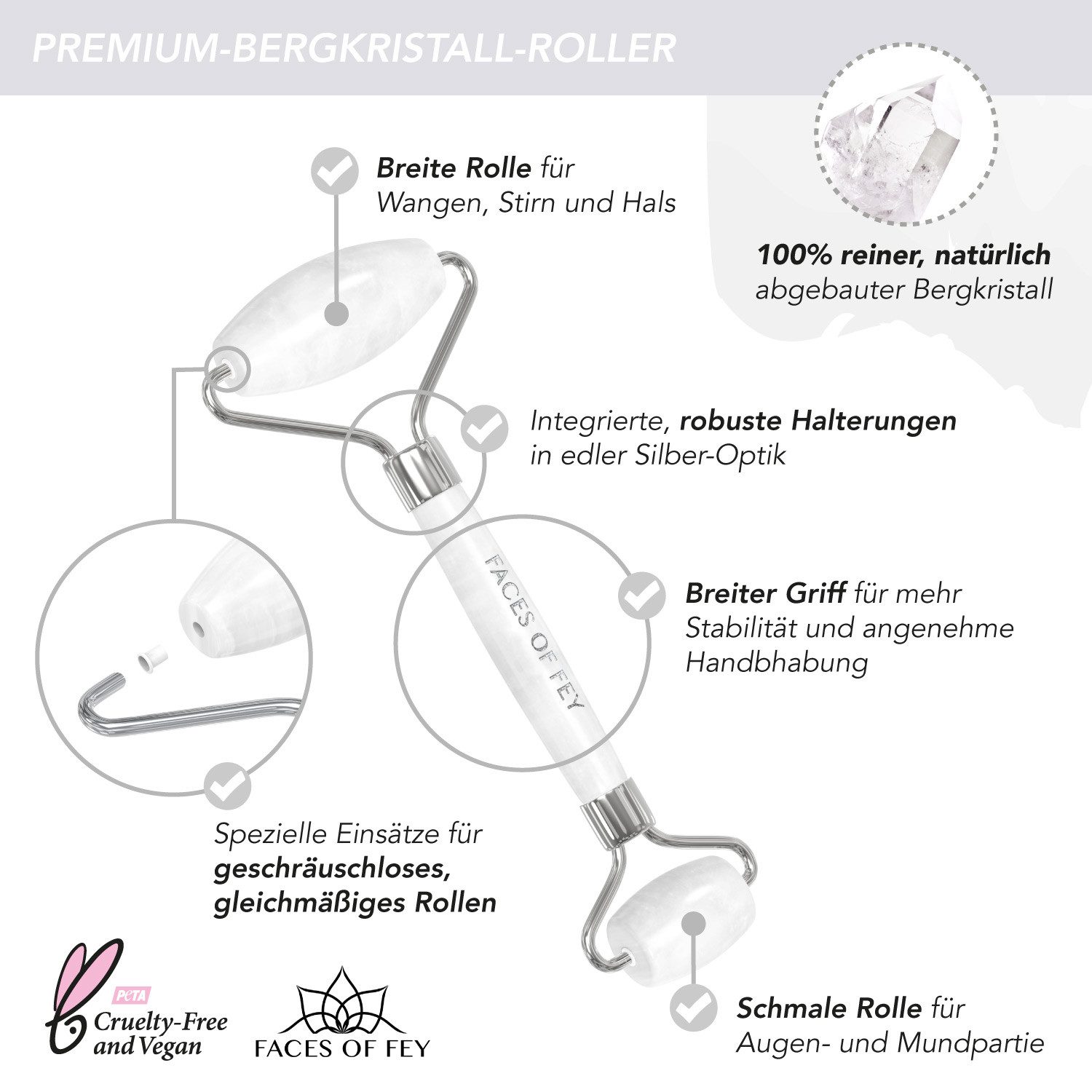 FACES OF FEY Gesichtsmassagegerät Kristall Roller, 1-tlg.