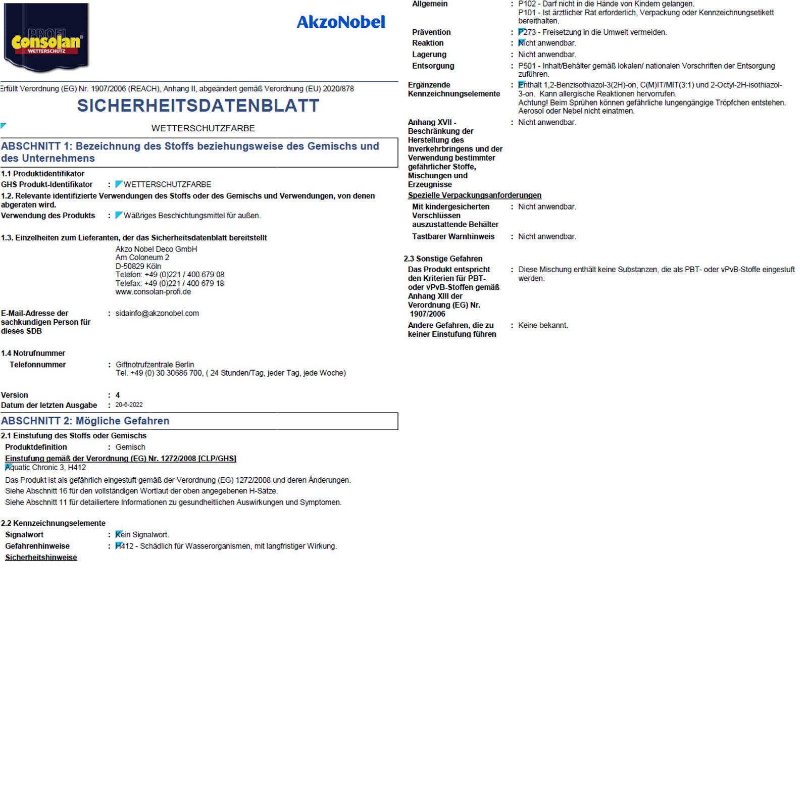 Consolan  Wetterschutzfarbe PROFI Wetterschutzfarbe 10 LTR