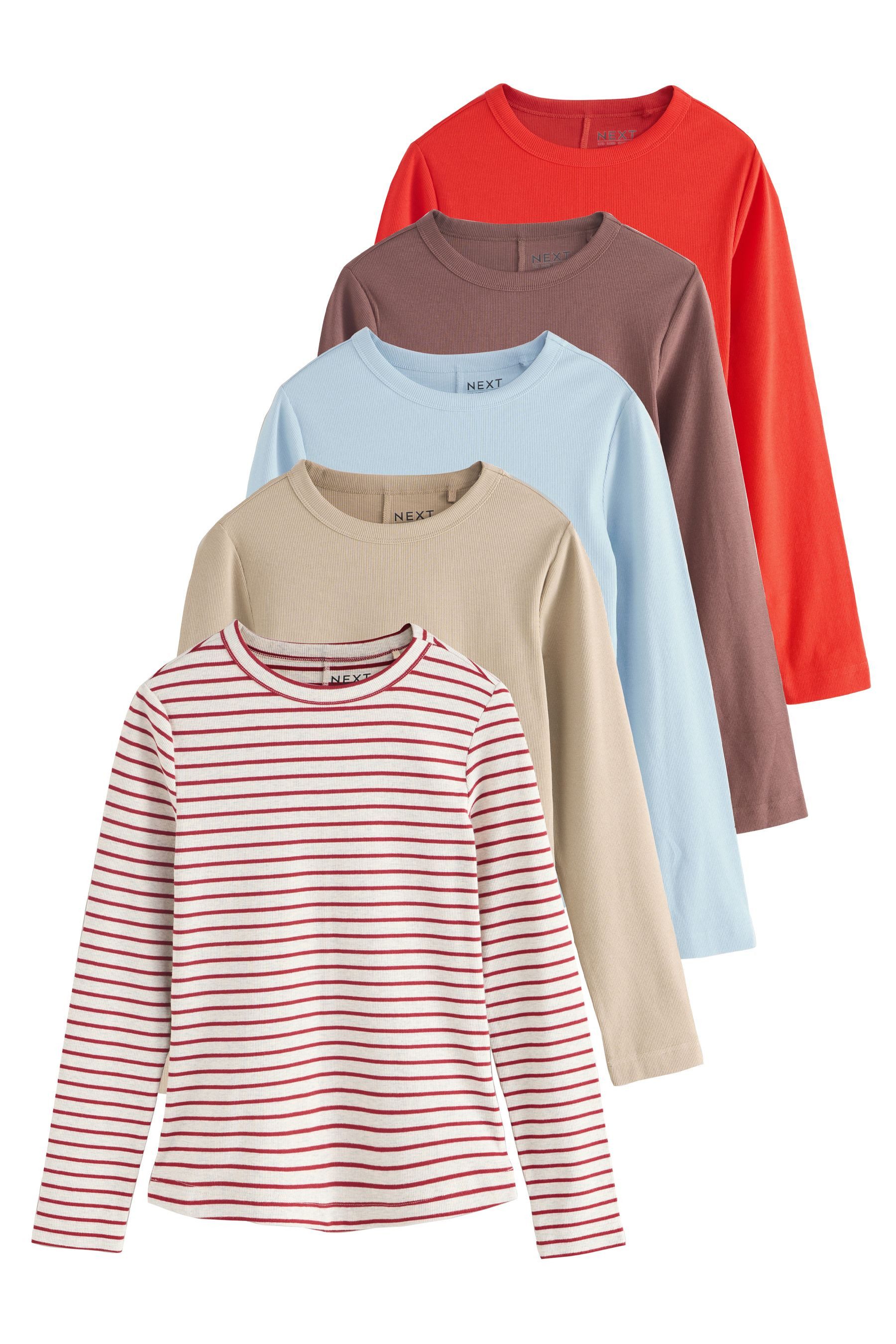 Next T-Shirt Gerippte Langarmshirts, 5er-Pack (5-tlg) günstig online kaufen