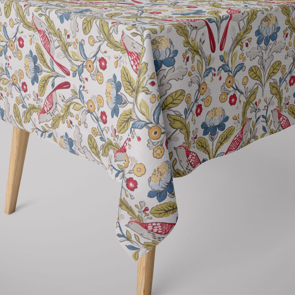 SCHÖNER LEBEN. Tischdecke SCHÖNER LEBEN. Tischdecke STUDIO G Blumen Vogel weiß bunt div. Größen, handmade