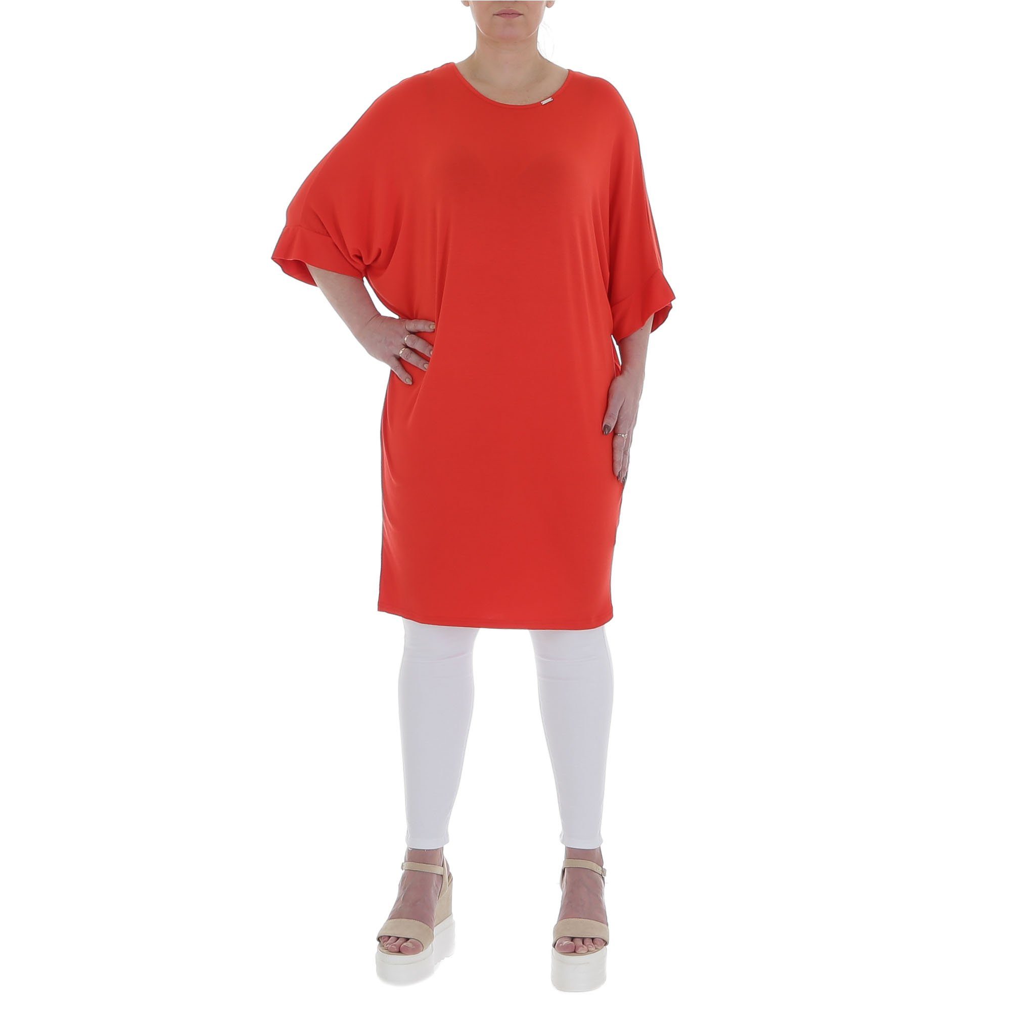 Ital-Design Tunikashirt Damen Freizeit Top & Shirt in Rot