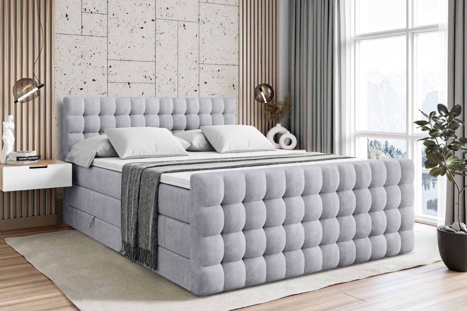 ALTDECOR Boxspringbett VIONE-Z KING (mit Matratze und Lattenrost Topper Pol günstig online kaufen