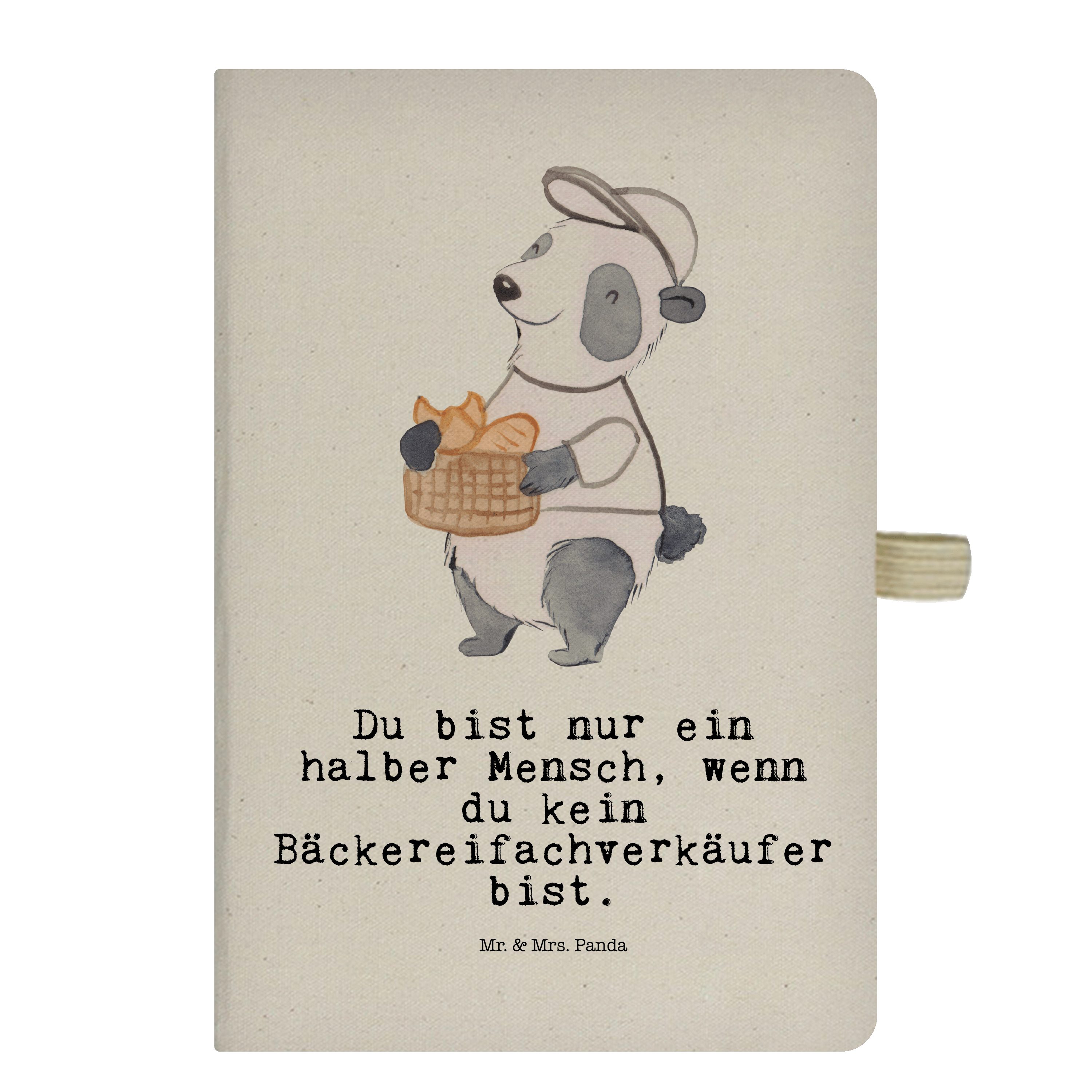 Mr. & Mrs. Panda Notizbuch Bäckereifachverkäufer mit Herz - Transparent - Geschenk, Adressbuch, Mr. & Mrs. Panda