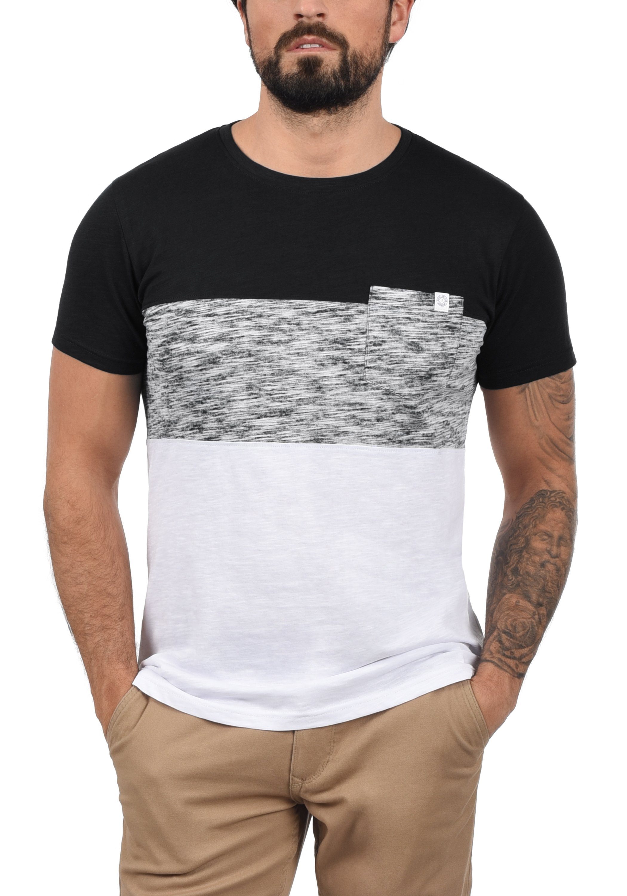 Block T-Shirt SDSinor Rundhalsshirt (9000) Black !Solid mit Color