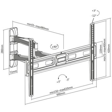 CAVO TV-Wandhalterung, (für 37 - 70 Zoll Bildschirme bis 35 kg, max. VESA 600x400 mm)