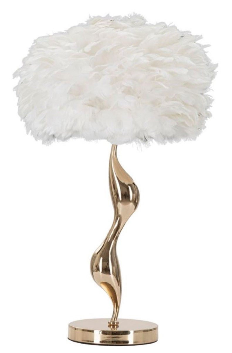 Casa Padrino Tischleuchte Casa Padrino Luxus Tischleuchte Gold / Weiß Ø 40 x H. 63 cm