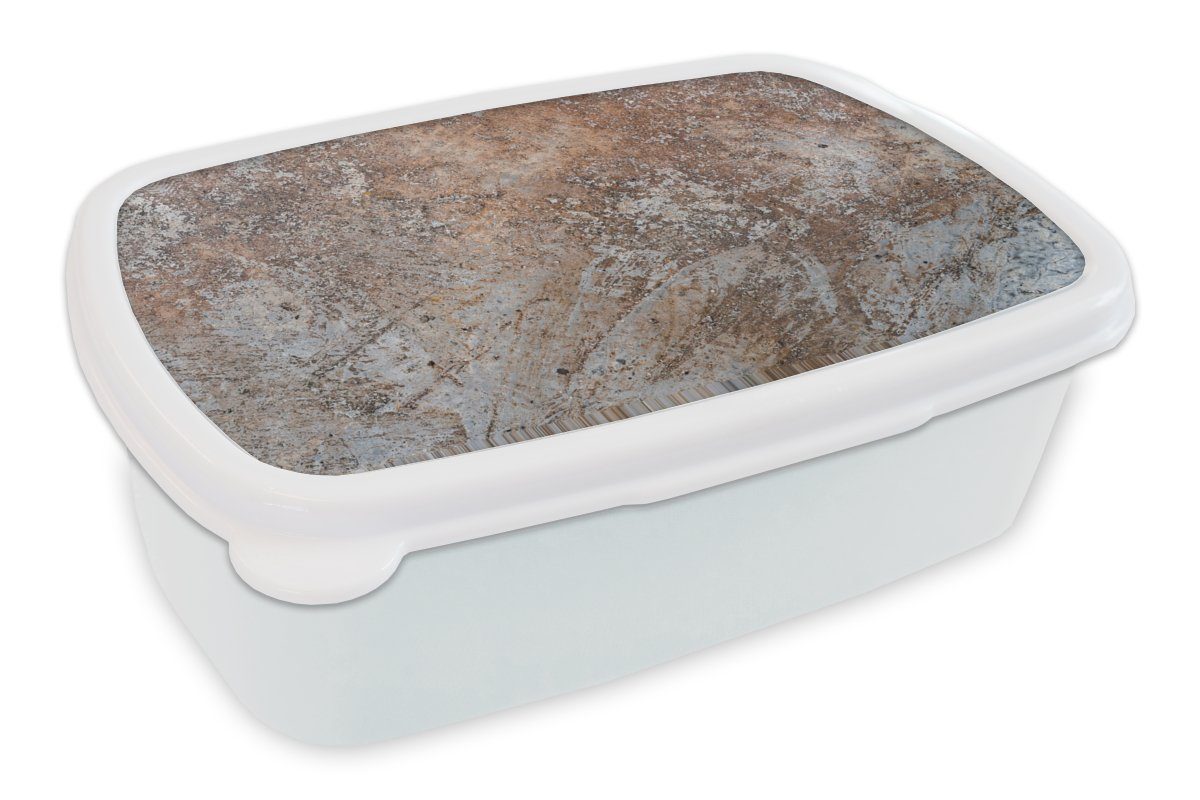 MuchoWow Lunchbox Rost - Schiefer - Retro, Kunststoff, (2-tlg), Brotbox für Kinder und Erwachsene, Brotdose, für Jungs und Mädchen weiß