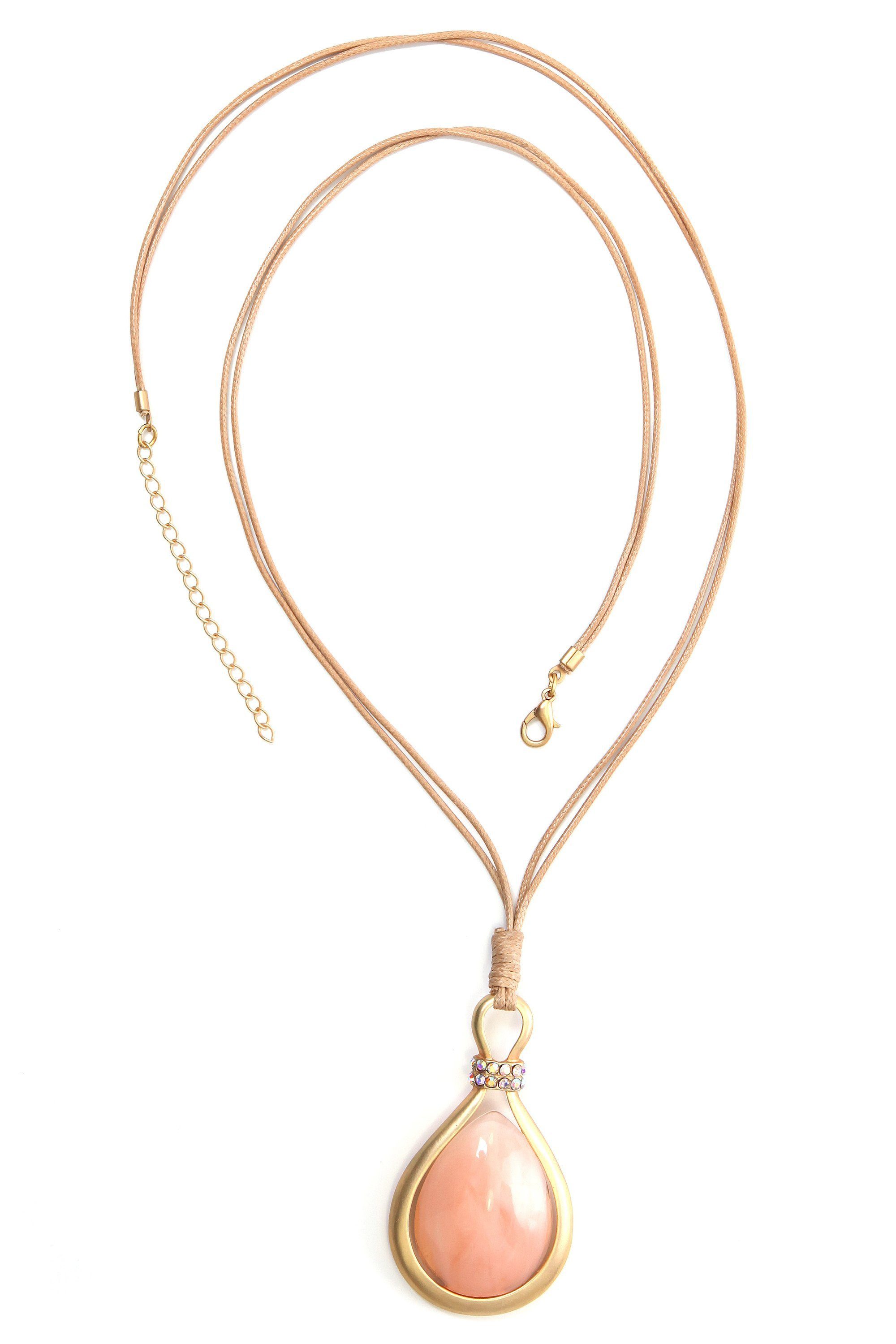 COLLEZIONE ALESSANDRO Lange Kette Rosa, mit großem Schmuckstein