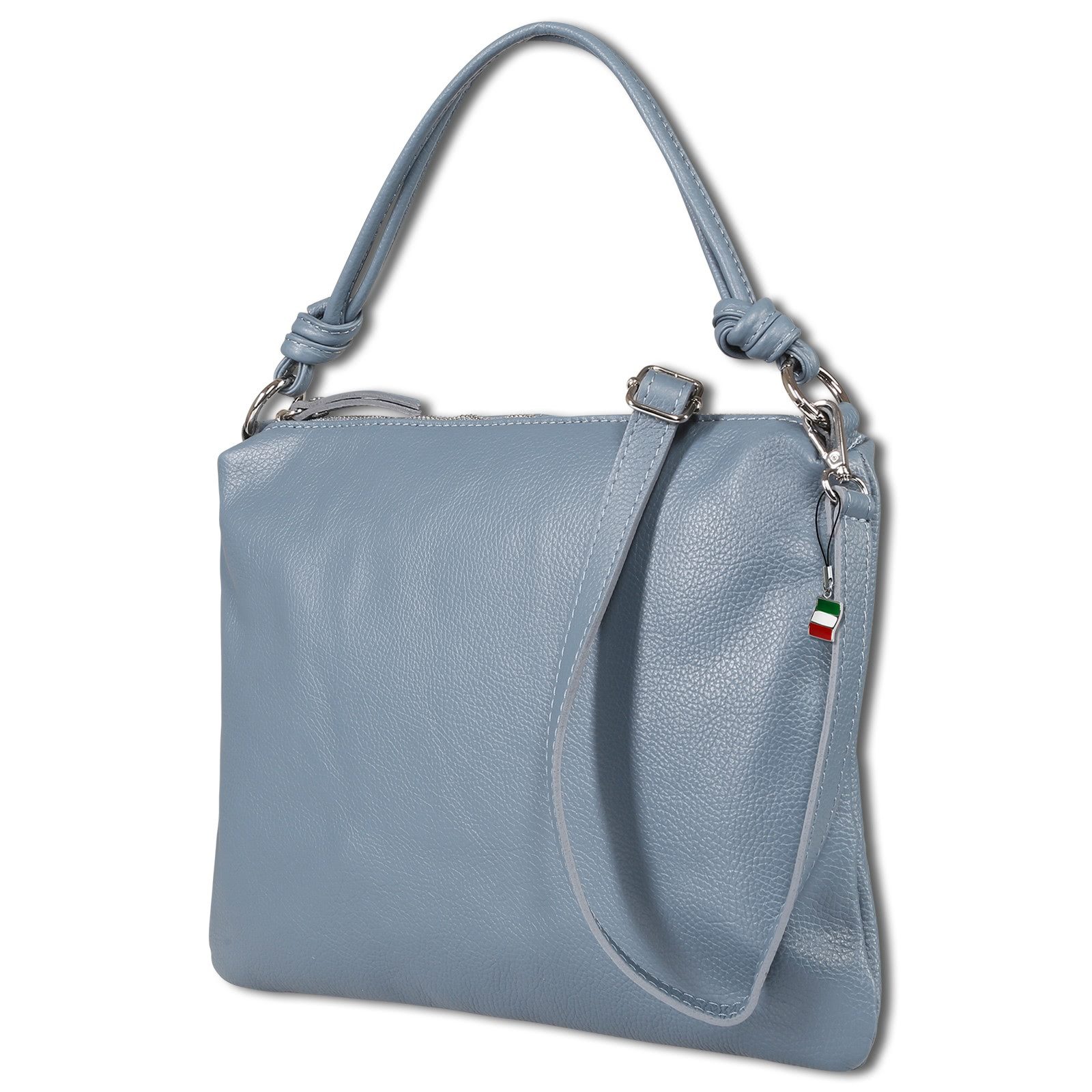 FLORENCE Schultertasche Florence Damen Schultertasche Leder (Schultertasche), Damen Schultertasche Leder, blau ca. 27cm hoch