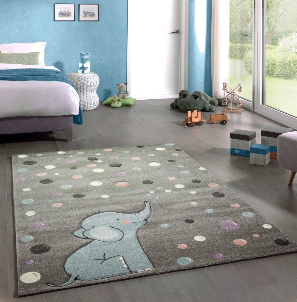 Carpetia Kinderteppich Teppich Kinderzimmer Elefant Punkte günstig online kaufen