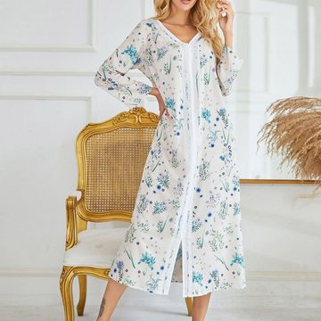 ZWY Hausanzug Damen Schlafkleid mit Jacquard-Muster, bedruckt und Homewear-Kleid (1 tlg)