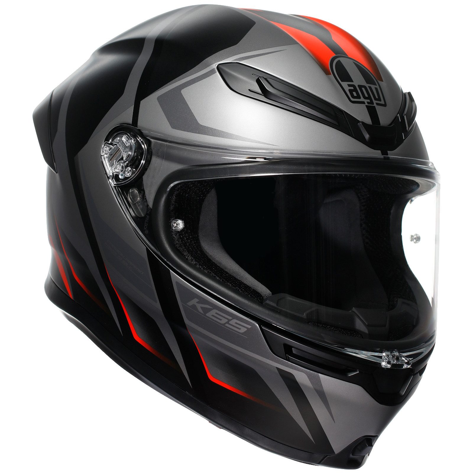 AGV Motorradhelm AGV K6 S Karve Integralhelm Matt-Schwarz / Grau / Rot XL (1er Set), integralhelm motorrad